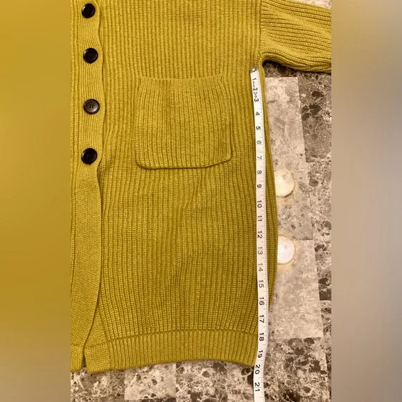 Silk Maison 100% Wool Career Office Chunky Avocado Green Fall Sweater Coat SZ S - Picture 10 of 16
